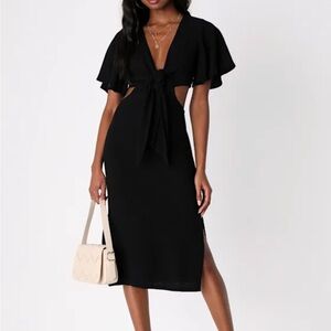 Lulu's Chic Black Midi Dress